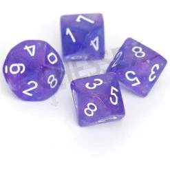 Chessex 10 D10 Polyhedral Dice Borealis Purple White Luminary CHX27377