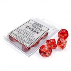 Chessex 10 D10 Polyhedral Dice Nebula Red Silver Luminary CHX27354 Game Accessories
