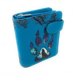 Wallets Shagwear Wolf Paw Print Small Teal Zipper Wallet