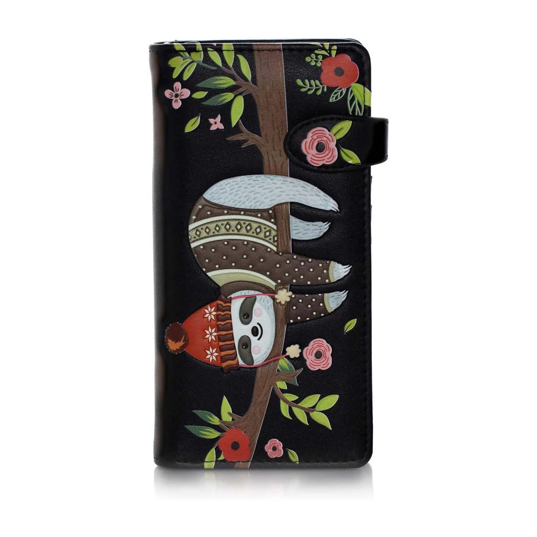 Shagwear Chillin Sloth Large Black Zipper Wallet 3 Shagwear Chillin Sloth Large Black Zipper Wallet