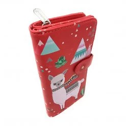 Wallets Shagwear Llama Pattern Large Salmon Zipper Wallet
