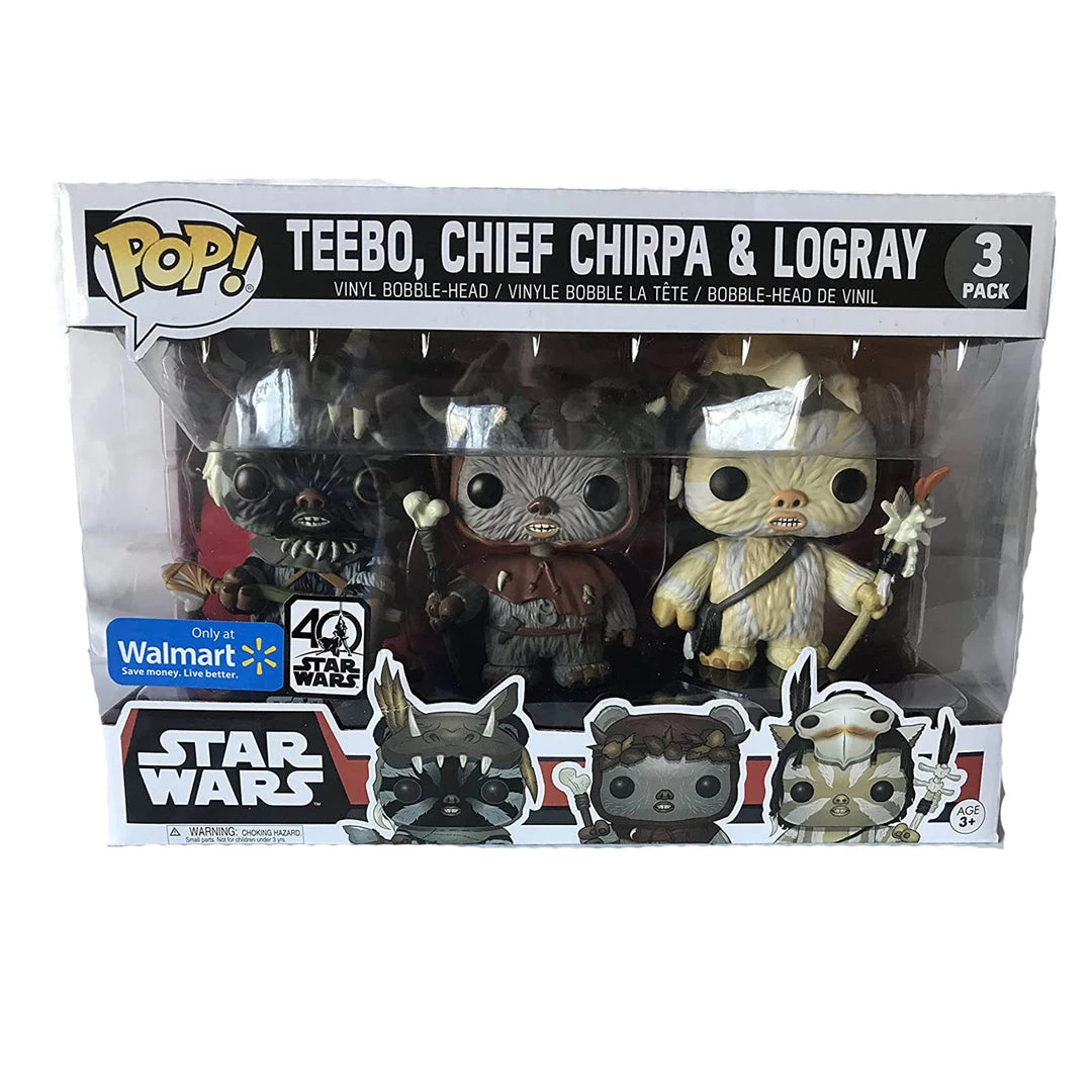 Funko Star Wars Pop Ewok Village 3 Pack Teebo Chief Chirpa Logray Vinyl Figure Set 3 Funko Star Wars Pop Ewok Village 3 Pack Teebo Chief Chirpa Logray Vinyl Figure Set