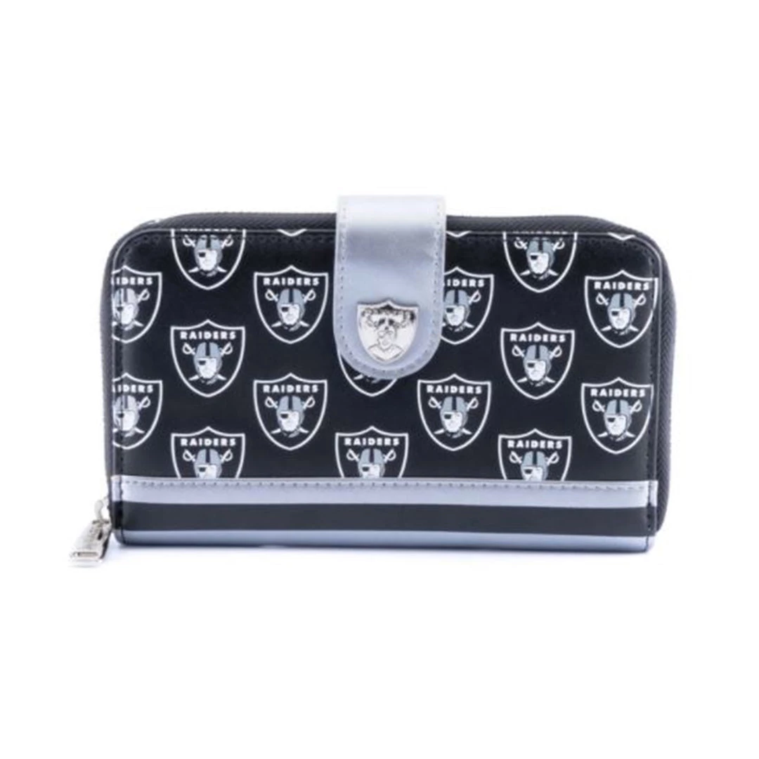 Wallets Loungefly NFL Las Vegas Raiders Logo All Over Print Bifold Wallet 3 Wallets Loungefly NFL Las Vegas Raiders Logo All Over Print Bifold Wallet