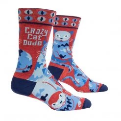 Blue Q Crazy Cat Dude Single Pair Crew Socks