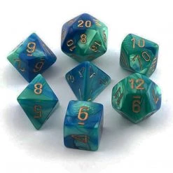 Chessex 7 Set Dice Gemini Blue-Teal/Gold CHX 26459 Game Accessories