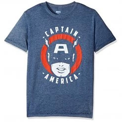 Mad Engine Marvel Captain America Navy Blue Retro Face Men's Tee Shirt Shirts