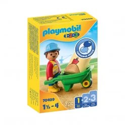 Playmobil 123 Construction Worker With Wheelbarrow Building Set 70409