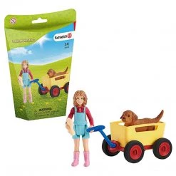 Schleich Farm World Puppy Wagon Ride Animal Figure 42543