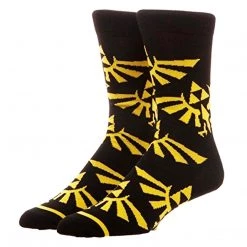 Bioworld Zelda All Over Print Black Gold 1 Pair Of Crew Socks