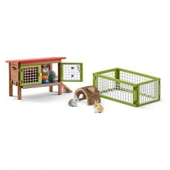 Schleich Farm World Rabbit Hutch Animal Figure Set