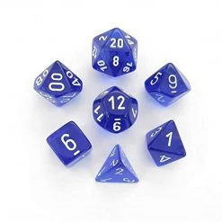 Chessex 7 Set Polyhedral Dice Translucent Blue White CHX23076 Game Accessories