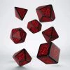 Q-Workshop Celtic Black Red 7 Piece Dice Set Game Accessories