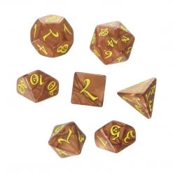 Q-Workshop Classic RPG Karamel Yellow 7 Piece Dice Set Game Accessories