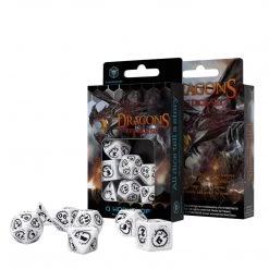 Game Accessories Q-Workshop Dragons White Black 7 Piece Dice Set