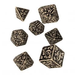 Game Accessories Q-Workshop Forest Beige Black 7 Piece Dice Set