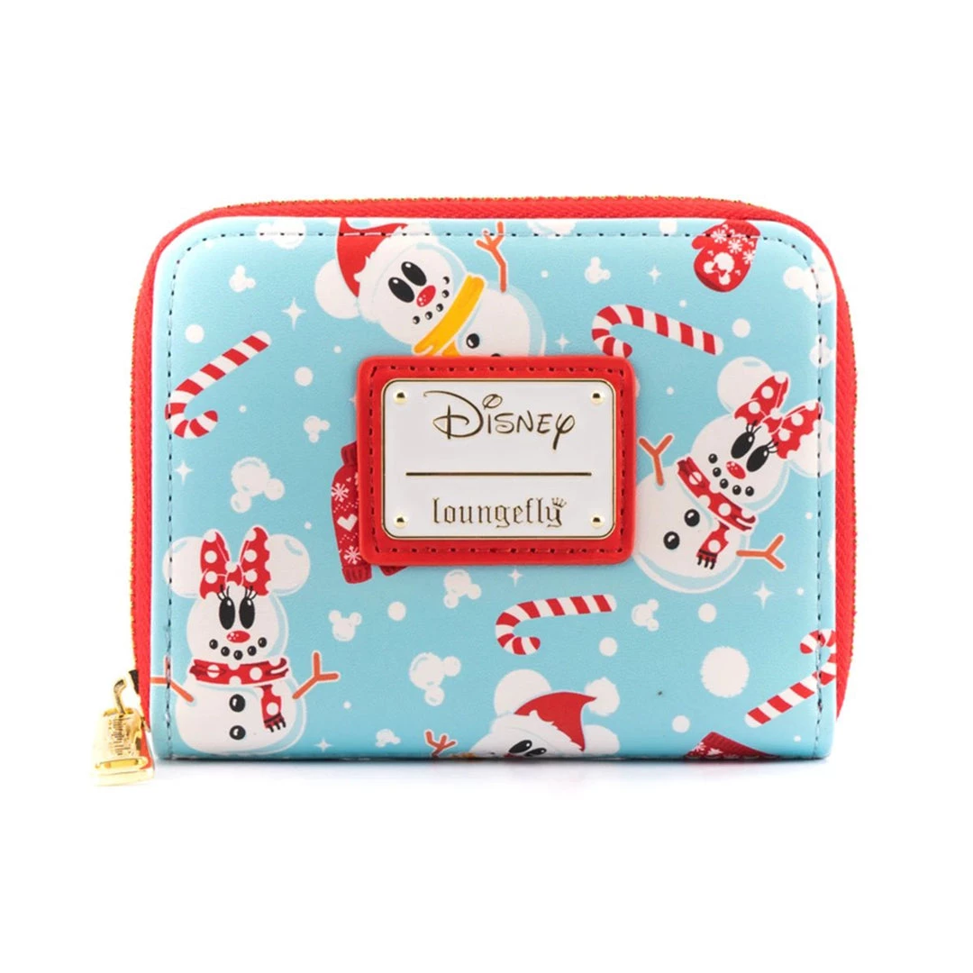 Loungefly Disney Mickey And Minnie Snowman All Over Print Zip Around Wallet Wallets 4 Loungefly Disney Mickey And Minnie Snowman All Over Print Zip Around Wallet Wallets