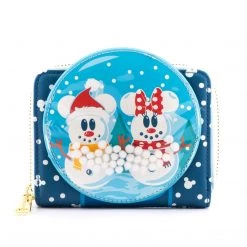 Loungefly Disney Snowman Mickey And Minnie Snow Globe Zip Around Wallet