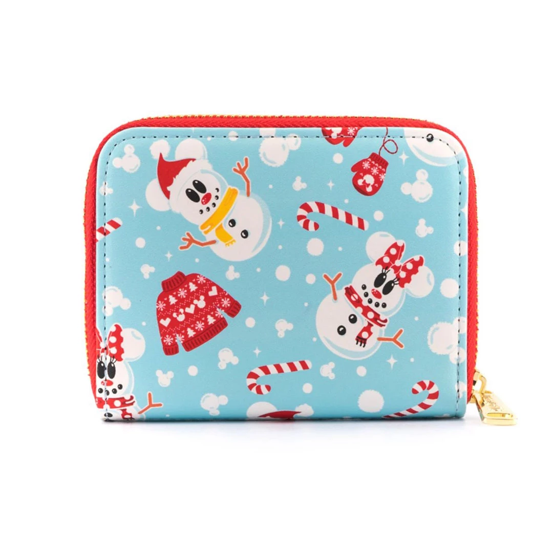 Loungefly Disney Mickey And Minnie Snowman All Over Print Zip Around Wallet Wallets 3 Loungefly Disney Mickey And Minnie Snowman All Over Print Zip Around Wallet Wallets
